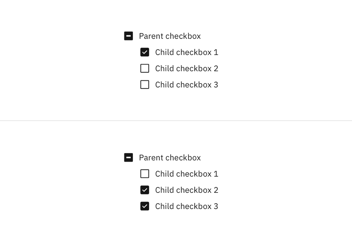 Checking and unchecking a child checkbox.